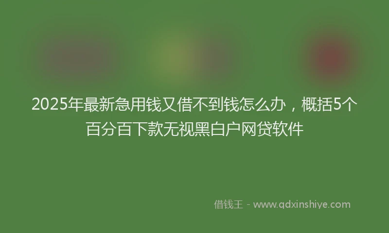 2025年最新急用钱又借不到钱怎么办，概括5个百分百下款无视黑白户网贷软件