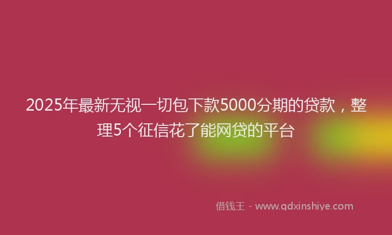 2025年最新无视一切包下款5000分期的贷款，整理5个征信花了能网贷的平台