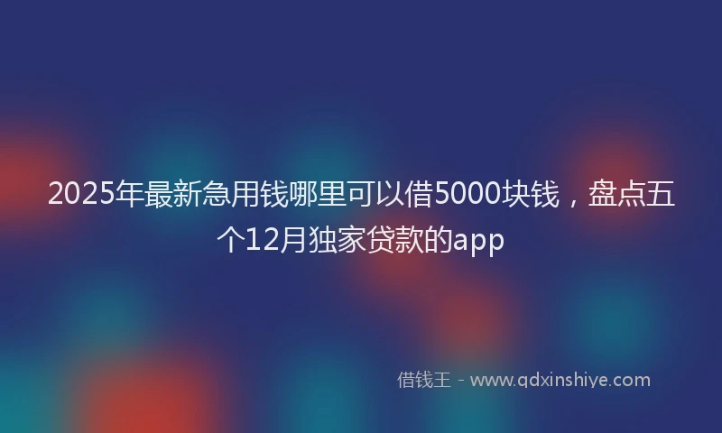 2025年最新急用钱哪里可以借5000块钱，盘点五个12月独家贷款的app