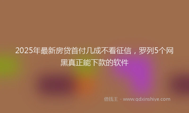 2025年最新房贷首付几成不看征信，罗列5个网黑真正能下款的软件
