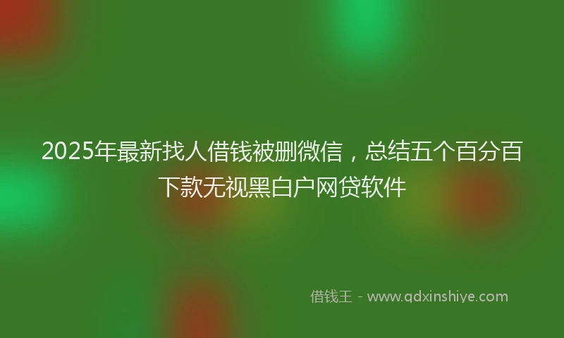 2025年最新找人借钱被删微信，总结五个百分百下款无视黑白户网贷软件