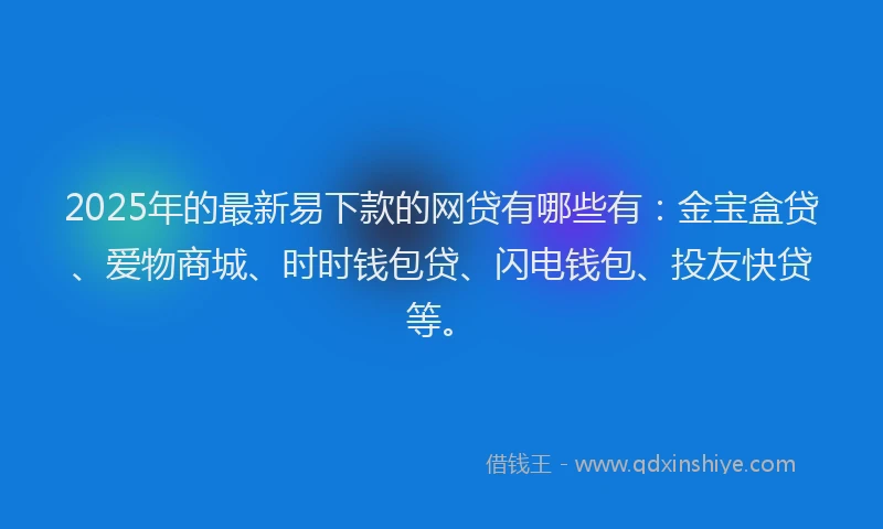2025年的最新易下款的网贷有哪些有：金宝盒贷、爱物商城、时时钱包贷、闪电钱包、投友快贷等。