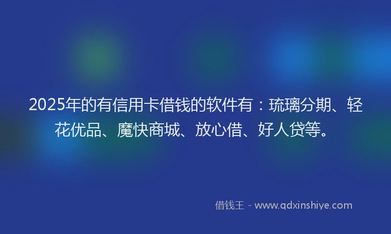 2025年的有信用卡借钱的软件有：琉璃分期、轻花优品、魔快商城、放心借、好人贷等。