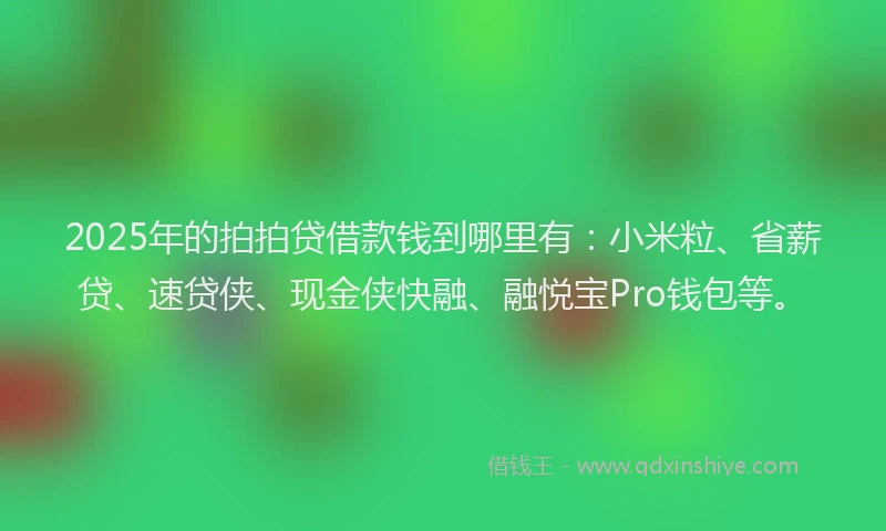 2025年的拍拍贷借款钱到哪里有：小米粒、省薪贷、速贷侠、现金侠快融、融悦宝Pro钱包等。