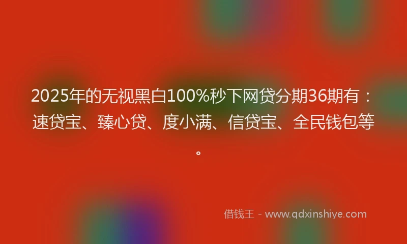 2025年的无视黑白100%秒下网贷分期36期有：速贷宝、臻心贷、度小满、信贷宝、全民钱包等。