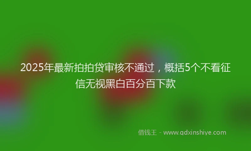 2025年最新拍拍贷审核不通过，概括5个不看征信无视黑白百分百下款