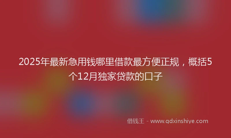 2025年最新急用钱哪里借款最方便正规，概括5个12月独家贷款的口子