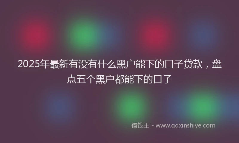 2025年最新有没有什么黑户能下的口子贷款，盘点五个黑户都能下的口子