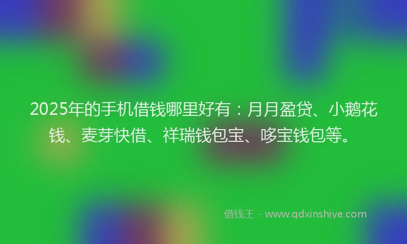 2025年的手机借钱哪里好有：月月盈贷、小鹅花钱、麦芽快借、祥瑞钱包宝、哆宝钱包等。
