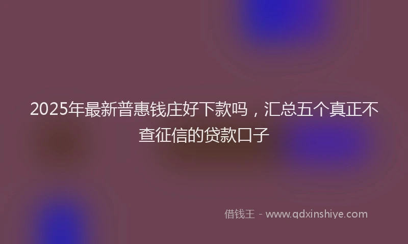 2025年最新普惠钱庄好下款吗，汇总五个真正不查征信的贷款口子