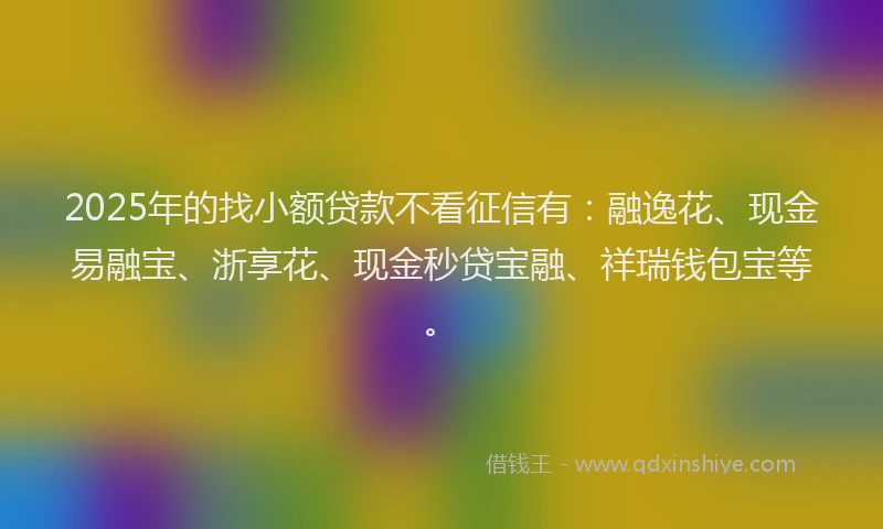 2025年的找小额贷款不看征信有：融逸花、现金易融宝、浙享花、现金秒贷宝融、祥瑞钱包宝等。