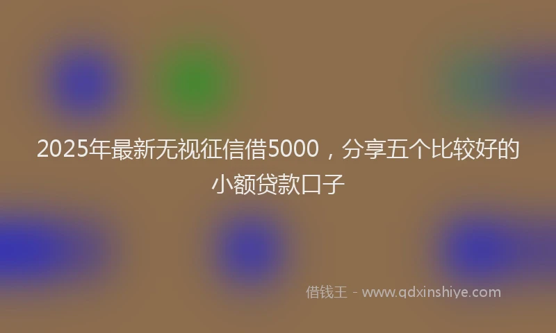 2025年最新无视征信借5000，分享五个比较好的小额贷款口子
