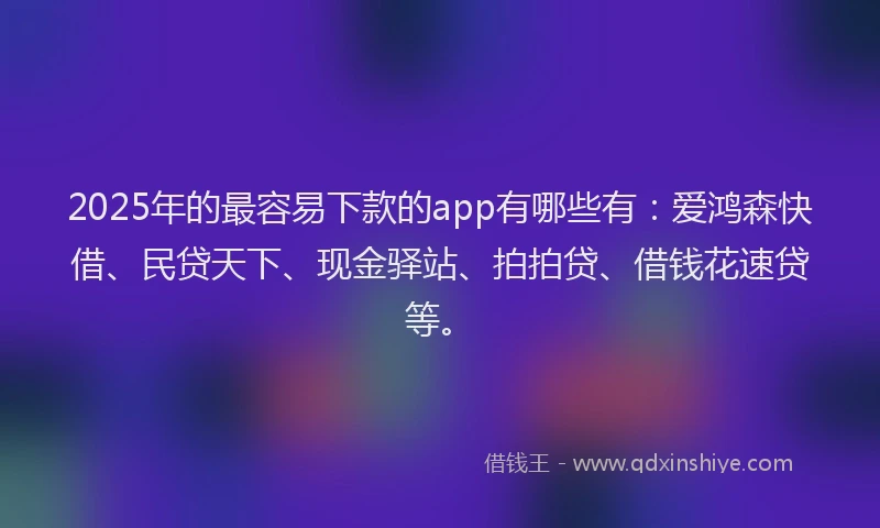 2025年的最容易下款的app有哪些有：爱鸿森快借、民贷天下、现金驿站、拍拍贷、借钱花速贷等。