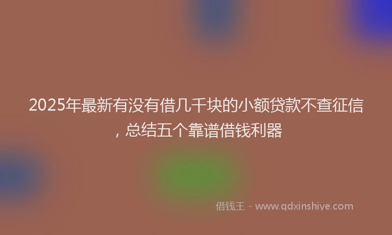 2025年最新有没有借几千块的小额贷款不查征信，总结五个靠谱借钱利器