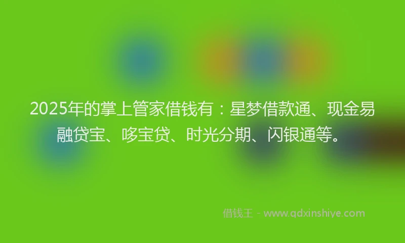 2025年的掌上管家借钱有：星梦借款通、现金易融贷宝、哆宝贷、时光分期、闪银通等。