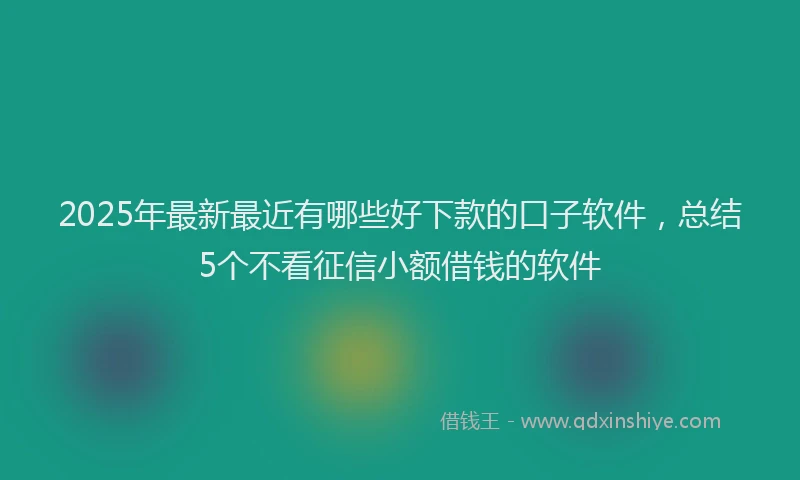 2025年最新最近有哪些好下款的口子软件，总结5个不看征信小额借钱的软件