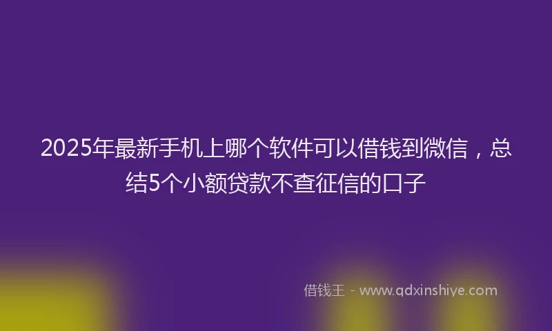 2025年最新手机上哪个软件可以借钱到微信，总结5个小额贷款不查征信的口子