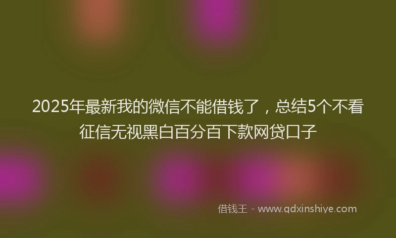 2025年最新我的微信不能借钱了，总结5个不看征信无视黑白百分百下款网贷口子