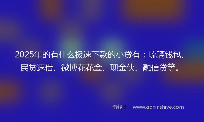 2025年的有什么极速下款的小贷有：琉璃钱包、民贷速借、微博花花金、现金侠、融信贷等。