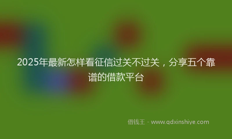 2025年最新怎样看征信过关不过关，分享五个靠谱的借款平台