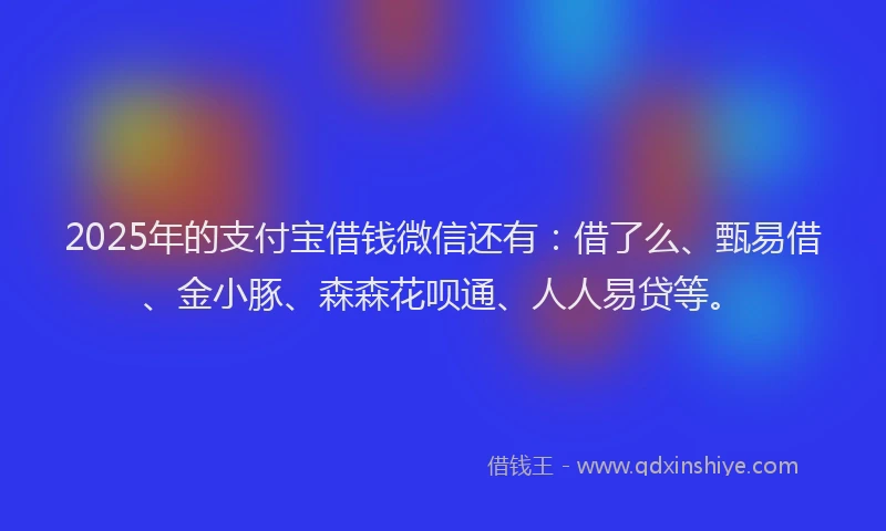 2025年的支付宝借钱微信还有：借了么、甄易借、金小豚、森森花呗通、人人易贷等。