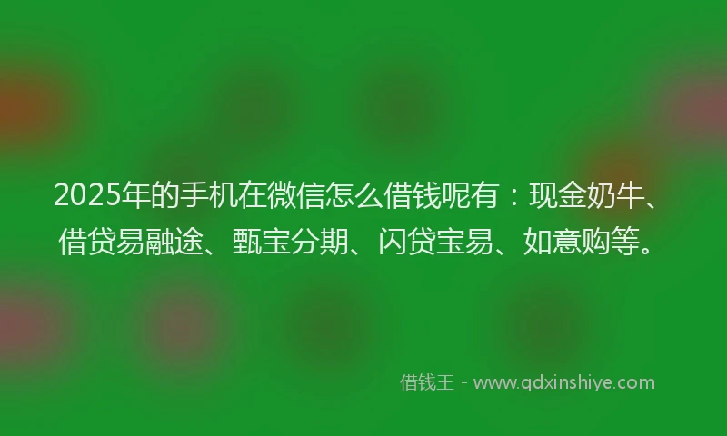 2025年的手机在微信怎么借钱呢有：现金奶牛、借贷易融途、甄宝分期、闪贷宝易、如意购等。