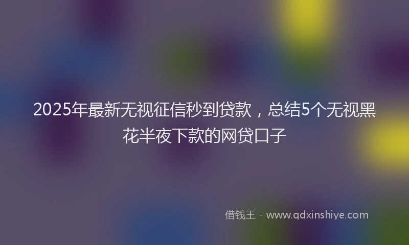 2025年最新无视征信秒到贷款，总结5个无视黑花半夜下款的网贷口子
