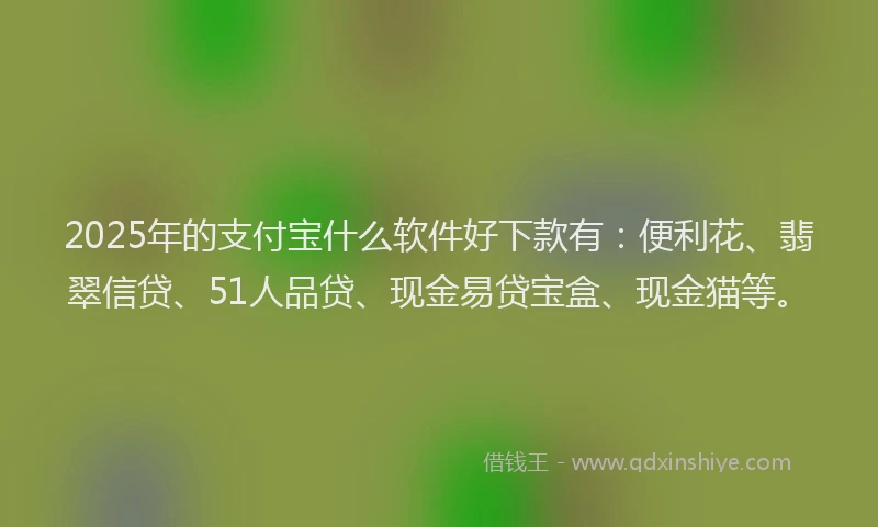 2025年的支付宝什么软件好下款有：便利花、翡翠信贷、51人品贷、现金易贷宝盒、现金猫等。