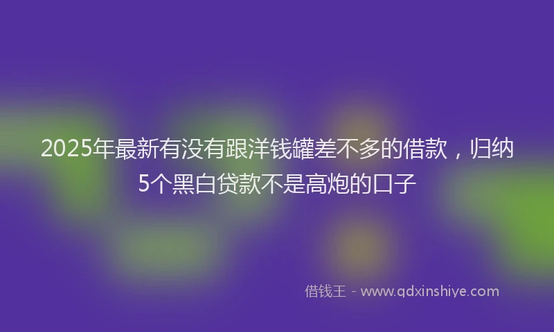 2025年最新有没有跟洋钱罐差不多的借款，归纳5个黑白贷款不是高炮的口子