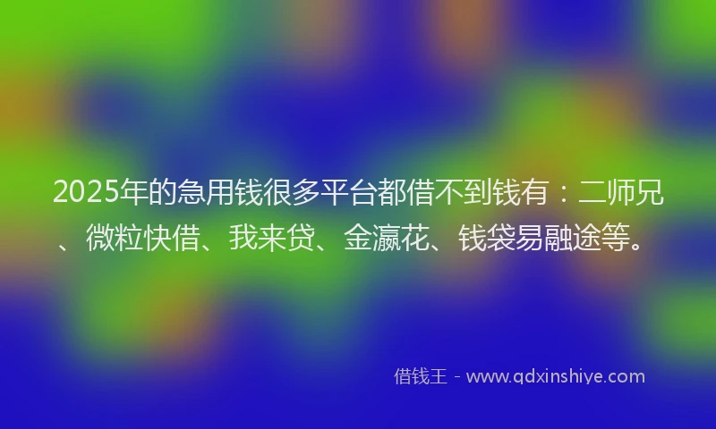 2025年的急用钱很多平台都借不到钱有：二师兄、微粒快借、我来贷、金瀛花、钱袋易融途等。