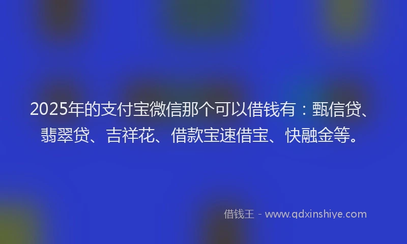 2025年的支付宝微信那个可以借钱有：甄信贷、翡翠贷、吉祥花、借款宝速借宝、快融金等。