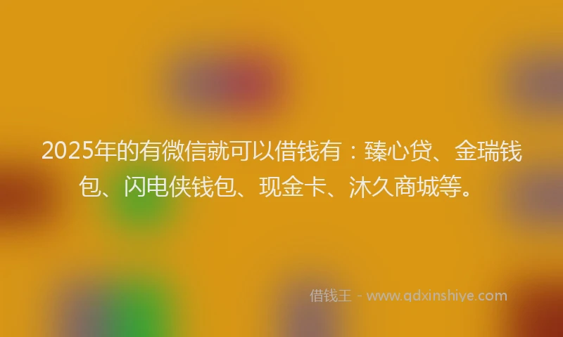 2025年的有微信就可以借钱有：臻心贷、金瑞钱包、闪电侠钱包、现金卡、沐久商城等。