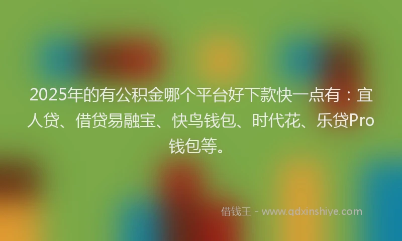 2025年的有公积金哪个平台好下款快一点有：宜人贷、借贷易融宝、快鸟钱包、时代花、乐贷Pro钱包等。