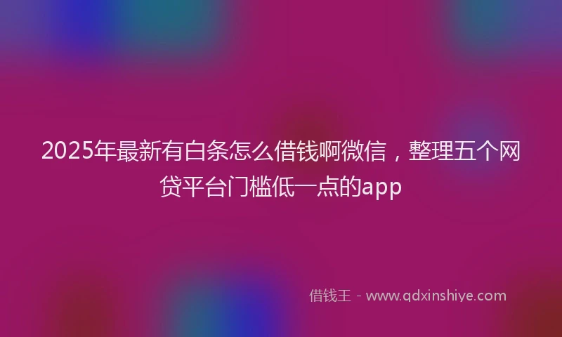 2025年最新有白条怎么借钱啊微信，整理五个网贷平台门槛低一点的app
