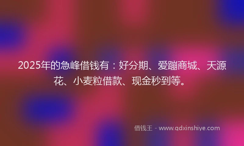 2025年的急峰借钱有：好分期、爱蹦商城、天源花、小麦粒借款、现金秒到等。