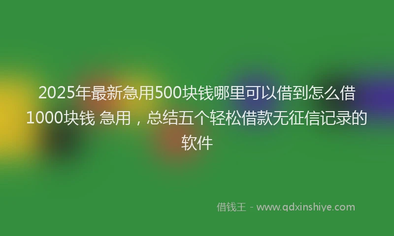 2025年最新急用500块钱哪里可以借到怎么借1000块钱 急用，总结五个轻松借款无征信记录的软件
