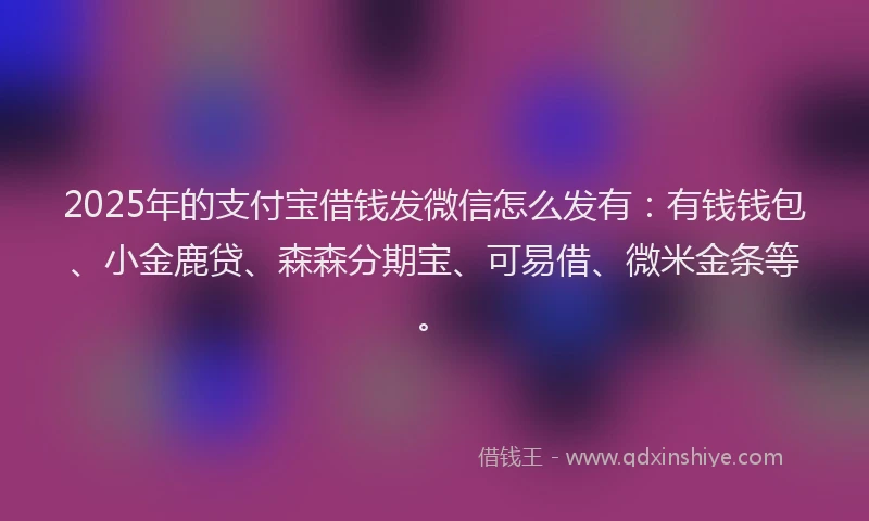 2025年的支付宝借钱发微信怎么发有：有钱钱包、小金鹿贷、森森分期宝、可易借、微米金条等。