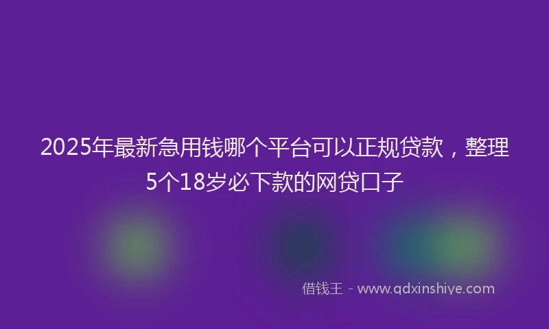2025年最新急用钱哪个平台可以正规贷款，整理5个18岁必下款的网贷口子