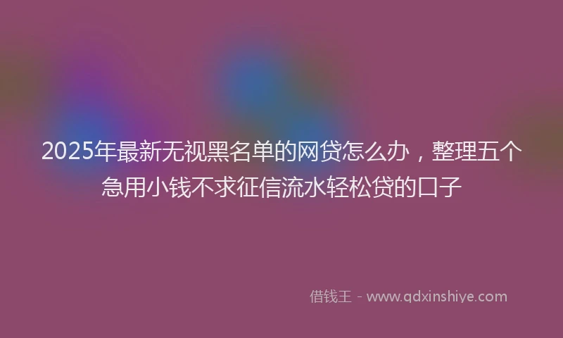 2025年最新无视黑名单的网贷怎么办，整理五个急用小钱不求征信流水轻松贷的口子