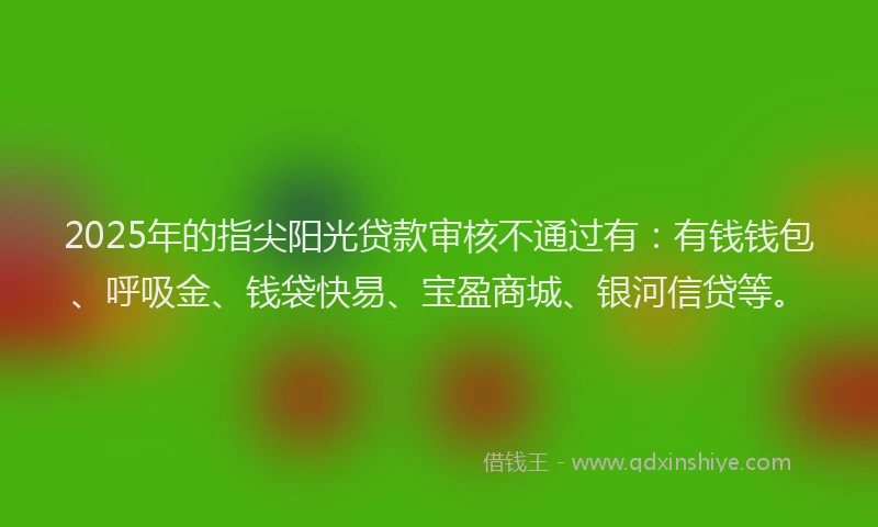 2025年的指尖阳光贷款审核不通过有：有钱钱包、呼吸金、钱袋快易、宝盈商城、银河信贷等。