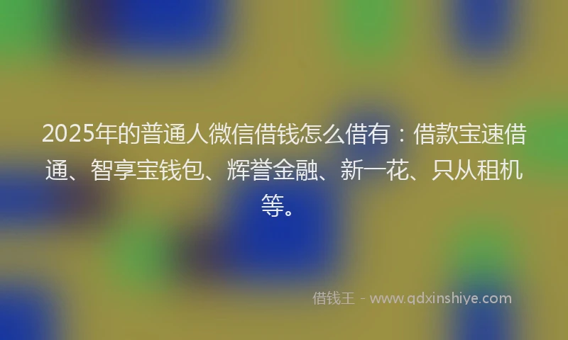 2025年的普通人微信借钱怎么借有：借款宝速借通、智享宝钱包、辉誉金融、新一花、只从租机等。