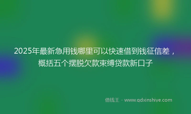 2025年最新急用钱哪里可以快速借到钱征信差，概括五个摆脱欠款束缚贷款新口子