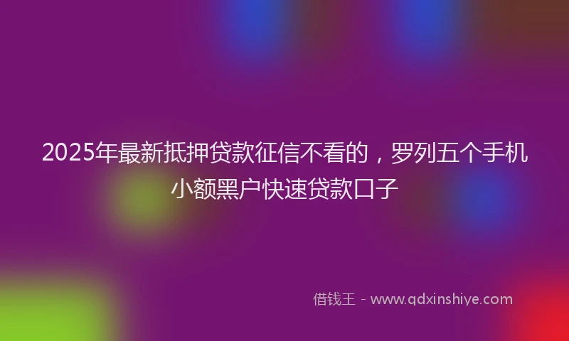 2025年最新抵押贷款征信不看的，罗列五个手机小额黑户快速贷款口子