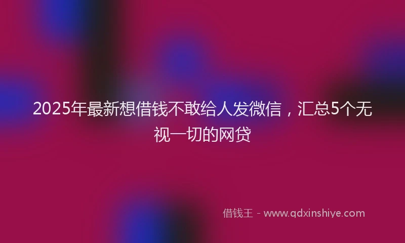 2025年最新想借钱不敢给人发微信，汇总5个无视一切的网贷