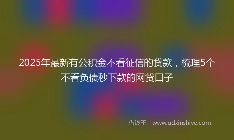2025年最新有公积金不看征信的贷款，梳理5个不看负债秒下款的网贷口子