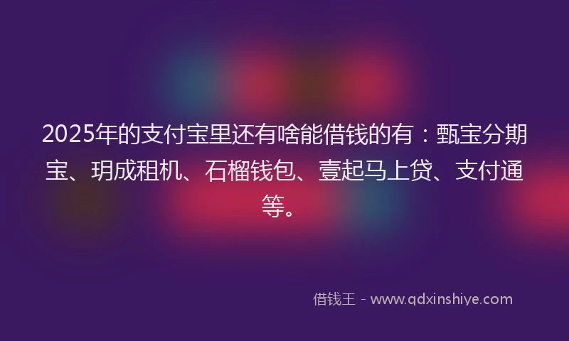 2025年的支付宝里还有啥能借钱的有：甄宝分期宝、玥成租机、石榴钱包、壹起马上贷、支付通等。