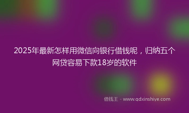 2025年最新怎样用微信向银行借钱呢，归纳五个网贷容易下款18岁的软件