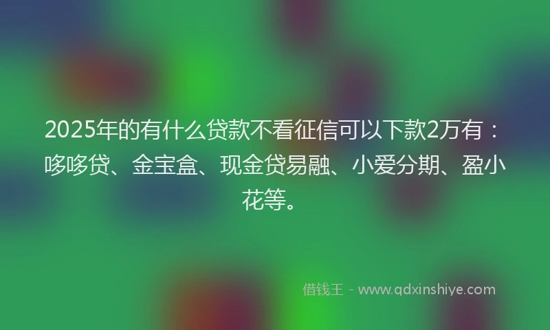 2025年的有什么贷款不看征信可以下款2万有：哆哆贷、金宝盒、现金贷易融、小爱分期、盈小花等。