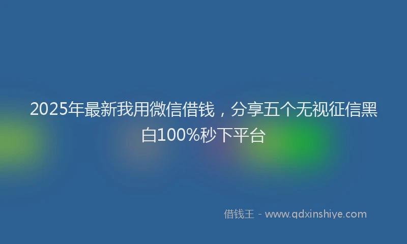 2025年最新我用微信借钱，分享五个无视征信黑白100%秒下平台