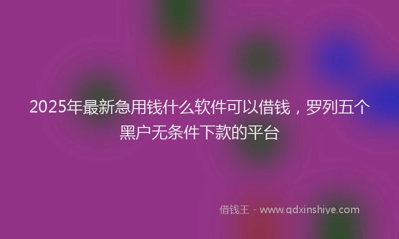 2025年最新急用钱什么软件可以借钱，罗列五个黑户无条件下款的平台